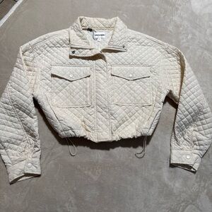 Vigoss Cream Quilted Cropped Puffer Jacket